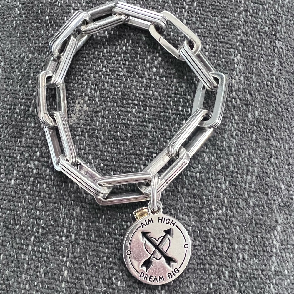 Brighton Silver link Chain Bracelet with Inspirational Charm